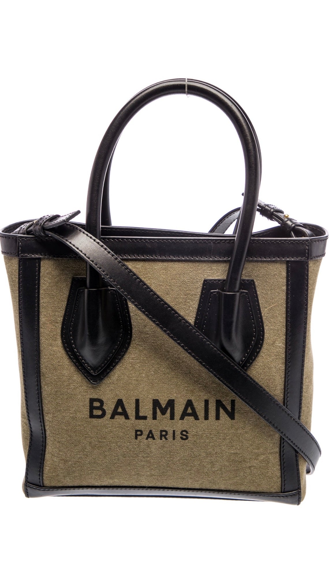 Balmain Army Green Canvas Tote
