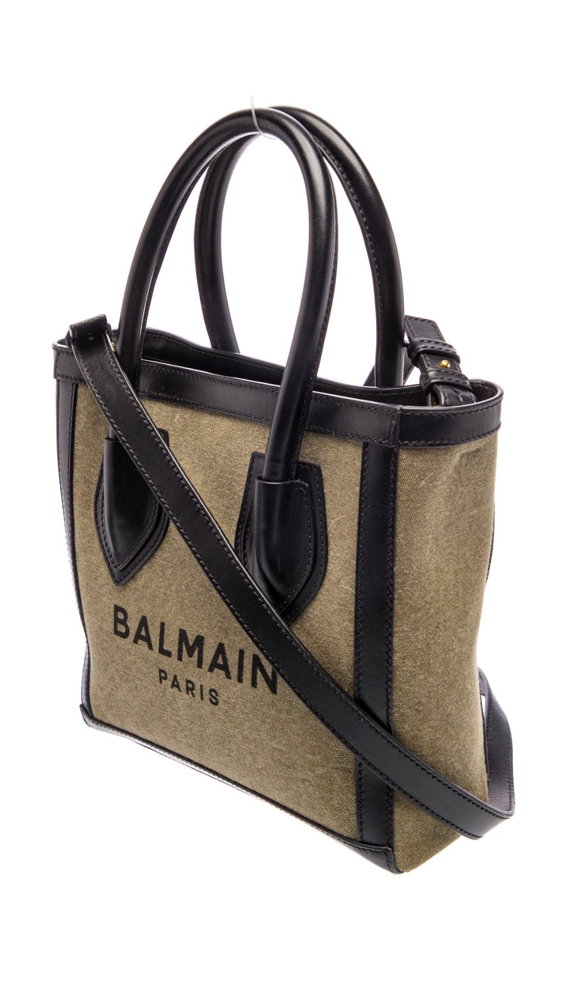 Balmain Army Green Canvas Tote
