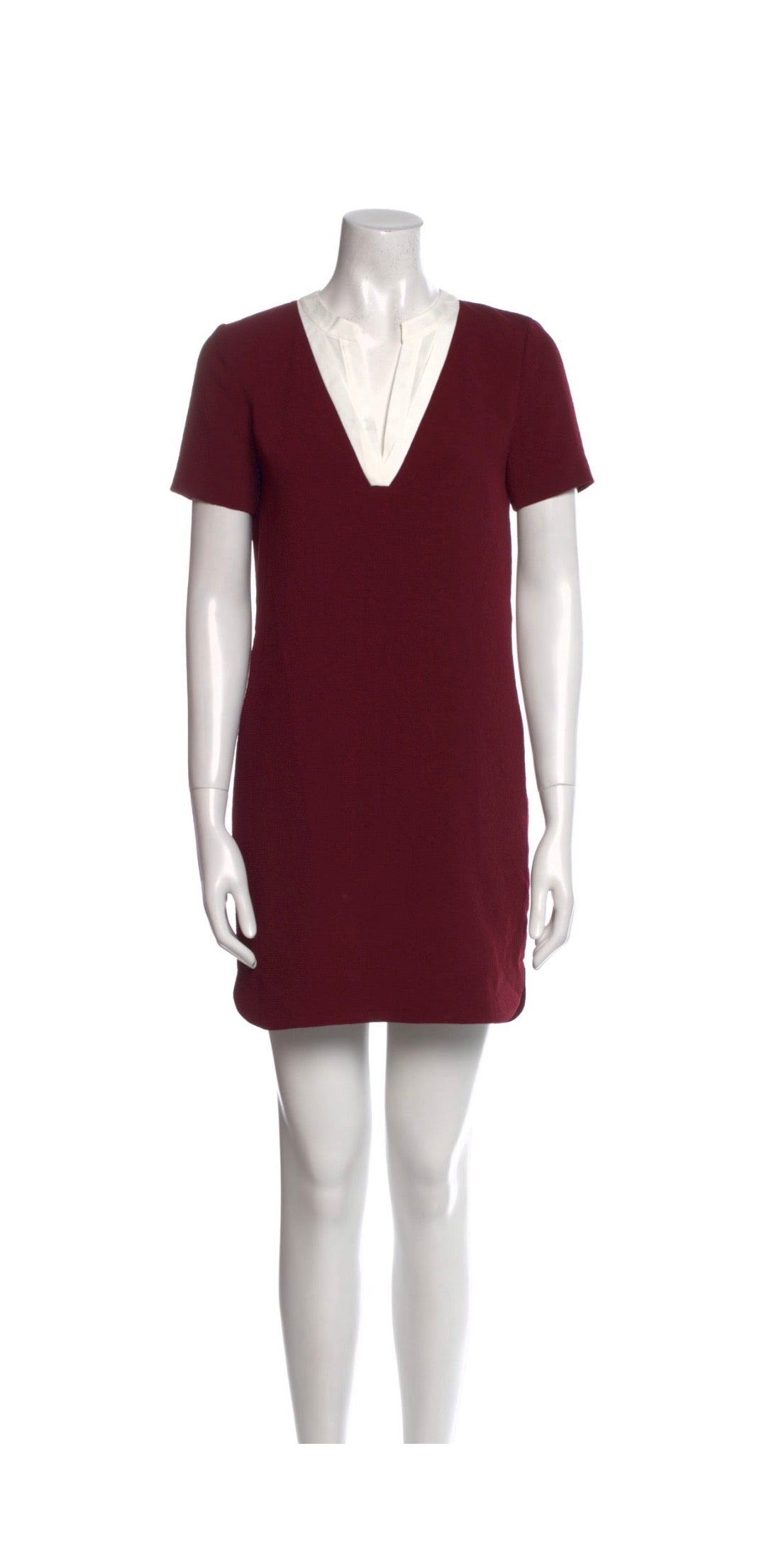Sandro Burgundy Dress w/white collar